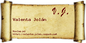 Valenta Jolán névjegykártya